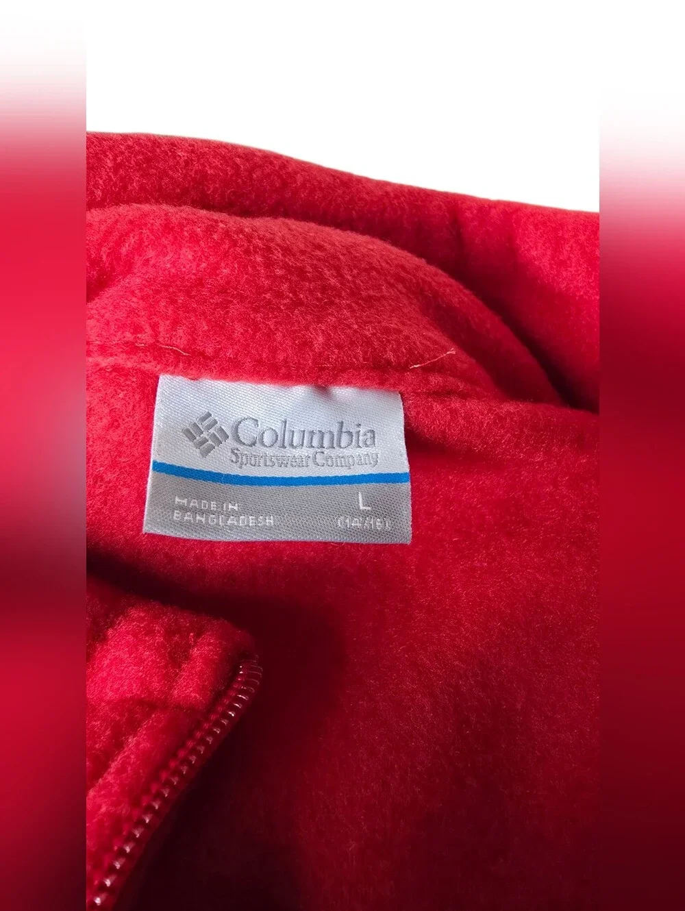 Columbia Red Fleece Full Zip Jacket Girls L 14-16